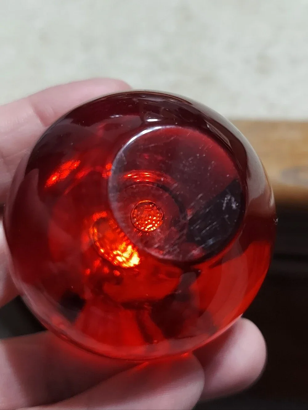 Red Glass Apple Decorative Accent with Green Leaf - Unbranded